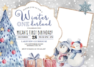Little Penguin Winter Onederland Invitation -2: Little Penguin Winter Onederland Invitation -2