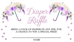 Purple Umbrella Diaper Raffle Insert: Purple Umbrella Baby Shower Invitation (Bundle)