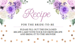 Purple Umbrella Recipe Insert -1: Purple Spring Floral Bridal Shower Invitation -1 (Bundle)