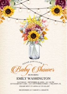 Autumn Sunflower Baby Shower Invitation -2: Autumn Sunflower Baby Shower Invitation -2