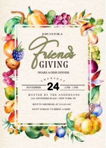 Colorful Harvest Friendsgiving Invitation: Colorful Harvest Friendsgiving Invitation
