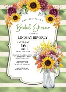 Autumn Sunflower Bridal Shower Invitation -6: Autumn Sunflower Bridal Shower Invitation -6