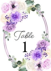 Purple Spring Floral Table Number: Purple Spring Floral Table Sign