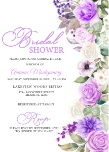 Purple Spring Floral Bridal Invitation -1: Purple Spring Floral Bridal Shower Invitation -1 (Bundle)
