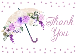 Purple Umbrella Thank You: Purple Umbrella Baby Shower Invitation (Bundle)