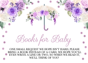Purple Umbrella Books For Baby Insert: Purple Umbrella Baby Shower Books For Baby Card