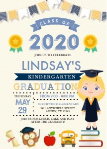 Character Girl Graduation Invitation -1: Character Girl Graduation Invitation -1