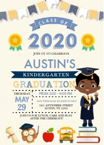 Character Boy Graduation Invitation -5: Character Boy Graduation Invitation -5