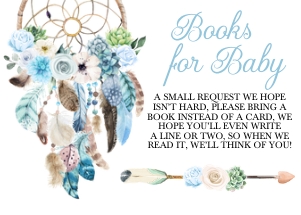 Blue Boho Books For Baby: Blue Boho Baby Shower Invitation -2 (Bundle)