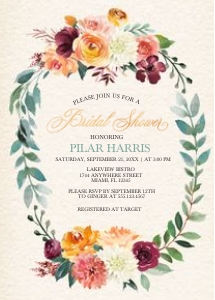 Rustic Autumn Floral Bridal Shower Invitation -1: Rustic Autumn Floral Bridal Shower Invitation -1