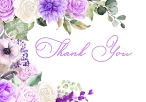 Purple Spring Floral Thank You Card: Purple Spring Floral Bridal Shower Invitation -1 (Bundle)