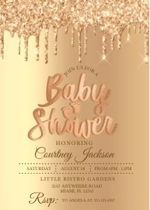 Champagne Glitter Drip Baby Shower Invitation design preview