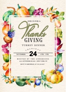 Colorful Harvest Thanksgiving Invitation -3: Colorful Harvest Thanksgiving Invitation-4
