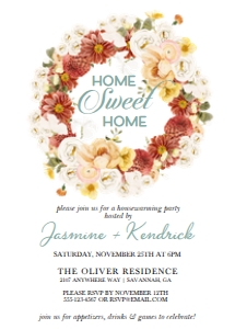 Rustic Autumn Floral Housewarming Invitation -1: Boho Autumn Floral Housewarming Invitation-1