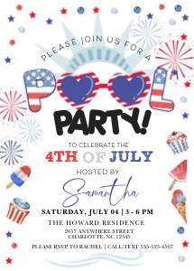 4th of July Pool Party Invitation: 4th of July Pool Party Invitation