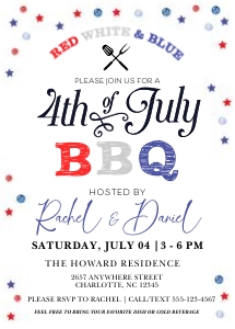 4th of July Red White & Blue BBQ Invitation: 4th of July Red White & Blue BBQ Invitation
