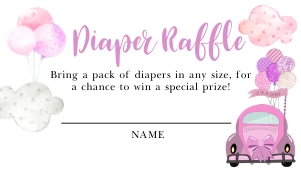 Drive By Baby Shower Diaper Raffle Insert-1: Drive By Baby Shower Invitation -1 (Bundle)