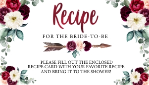 Burgundy Boho Recipe Insert -1: Burgundy Boho Bridal Shower Invitation (Bundle)