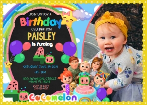 CocoMelon Birthday Photo Invitation -WH-4: Cocomelon Birthday Photo Invitation WH -4