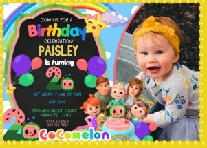 CocoMelon Birthday Photo Invitation -WH-2: Cocomelon Birthday Photo Invitation WH -2