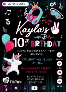 TikTok Birthday Invitation -1: TikTok Birthday Invitation -1