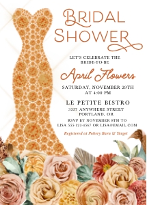 Boho Autumn Bridal Shower Dress Invitation -2: Boho Autumn Bridal Shower Dress Invitation -2