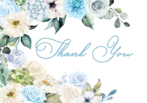 Blue Boho Thank You Card: Blue Boho Baby Shower Invitation -2 (Bundle)