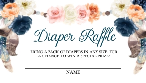Peach Navy Boho Diaper Raffle: Peach Navy Boho Baby Shower Invitation (Bundle)