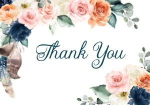 Peach Navy Boho Thank You-1: Peach Navy Boho Baby Shower Invitation (Bundle)
