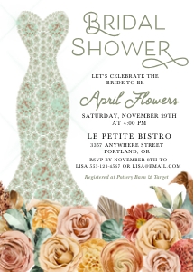 Boho Autumn Bridal Shower Dress Invitation -1: Boho Autumn Bridal Shower Dress Invitation -1