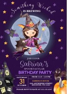 Little Witch Halloween Party Invitation -1: Little Witch Halloween Invitation -2