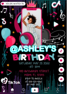 TikTok Birthday Invitation -3: TikTok Birthday Photo Invitation -3