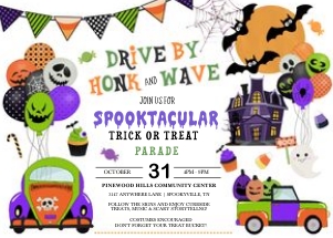 Drive By Halloween Parade Invitation -1: Drive By Halloween Parade Invitation-1