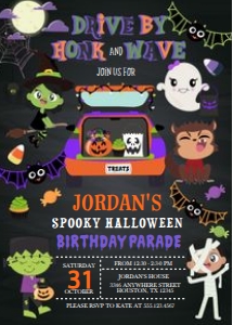 Drive By Halloween Birthday Invitation -2: Drive By Halloween Birthday Parade Invitation-2