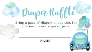 Drive By Baby Shower Diaper Raffle Insert-2: Drive By Baby Shower Invitation -2 (Bundle)