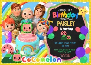 CocoMelon Birthday Invitation -WH-2: Cocomelon Birthday Invitation WH -2