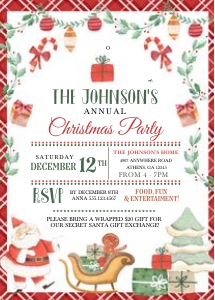 Santa Christmas Holiday Party Invitation -1: Santa Christmas Holiday Party Invitation -1