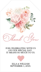 Pink Floral Favor Tag: Pink Floral Quinceanera Invitation (Bundle)