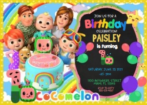 CocoMelon Birthday Invitation -WH-1: Cocomelon Birthday Invitation WH -1
