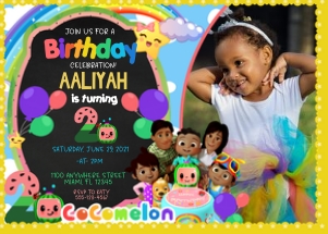 CocoMelon Birthday Photo Invitation -BWN-2: Cocomelon Birthday Photo Invitation BWN -2