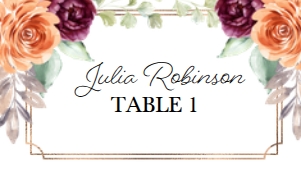 Peach Plum Floral Place Card: Peach Plum Floral Place Card