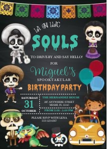 Day of the Dead Halloween Birthday Invitation -3: Day of the Dead Halloween Drive By Birthday Inviation