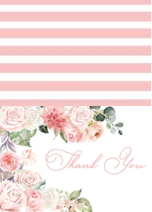 Pink Floral Thank You Card -2 (Folded): Pink Floral Quinceanera Invitation (Bundle)