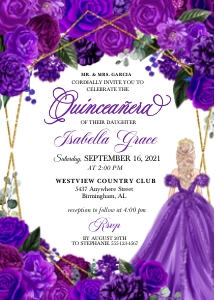 Purple Quinceanera Invitation -3: Purple Quinceanera Invitation -3