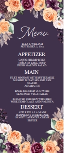 Peach Plum Floral Wedding Menu (Dark): Peach Plum Floral Wedding Menu (Dark)