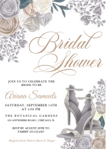 Elegant Champagne Silver Bridal Shower Shoes Invitation: Elegant Champagne Silver Bridal Shower Shoes Invitation