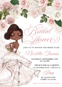 Rose Gold Pink Glam Girl Bridal Shower Invitation -1: Rose Gold Pink Glam Girl Bridal Shower Invitation -1