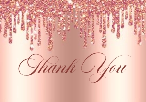 Rose Gold Glitter Drip Baby Feet Thank You: Rose Gold Glitter Drip Baby Feet Invitation (Bundle)
