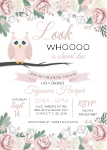 Owl Baby Shower Invitation (Pink) -2: Owl Baby Shower Invitation (Pink) Bundle