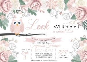 Owl Baby Shower Invitation (Pink) -1: Owl Baby Shower Invitation (Pink) -1